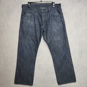 Armani Jeans Mens 32x28 Indigo Blue Classic Wash Relaxed Straight Denim Distress